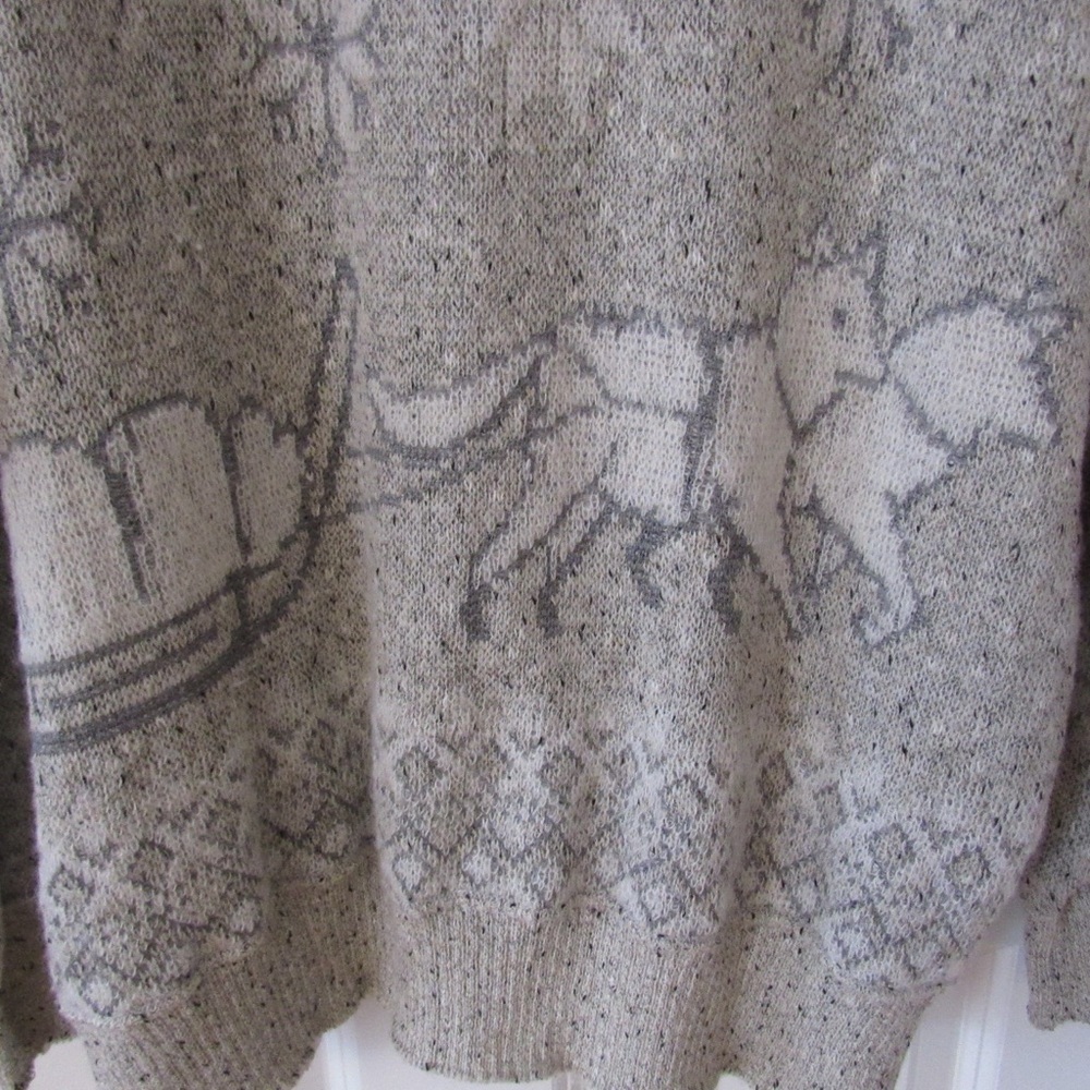 Bogner Vintage Cardigan Sweater Medium Snowflake Dogs Sled Wool Fair Isle Chunky - Picture 10 of 12